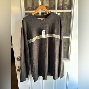 NWT Old Navy Charcoal Long Sleeve Shirt with light gray& white stripe, men’s 2X